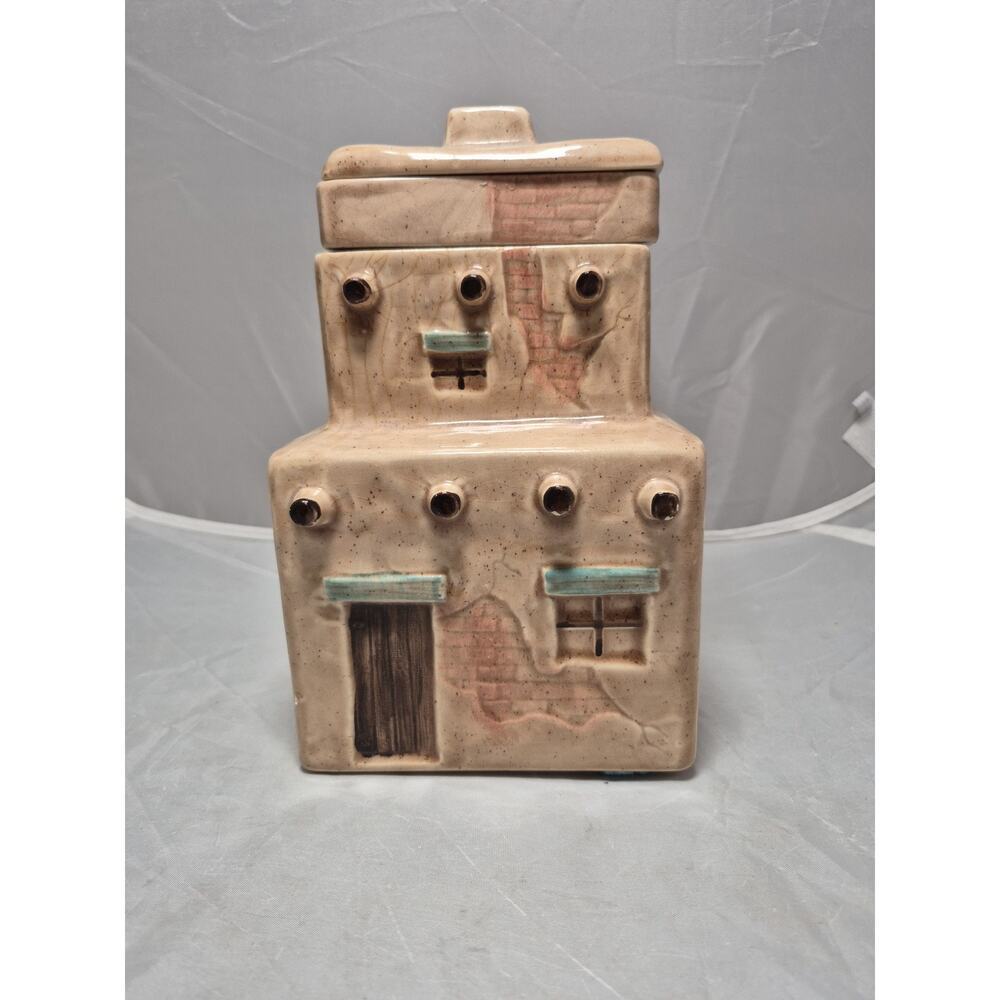 💥 Vintage Southwestern Pueblo Adobe House Kitchen Ceramic Pottery Canister